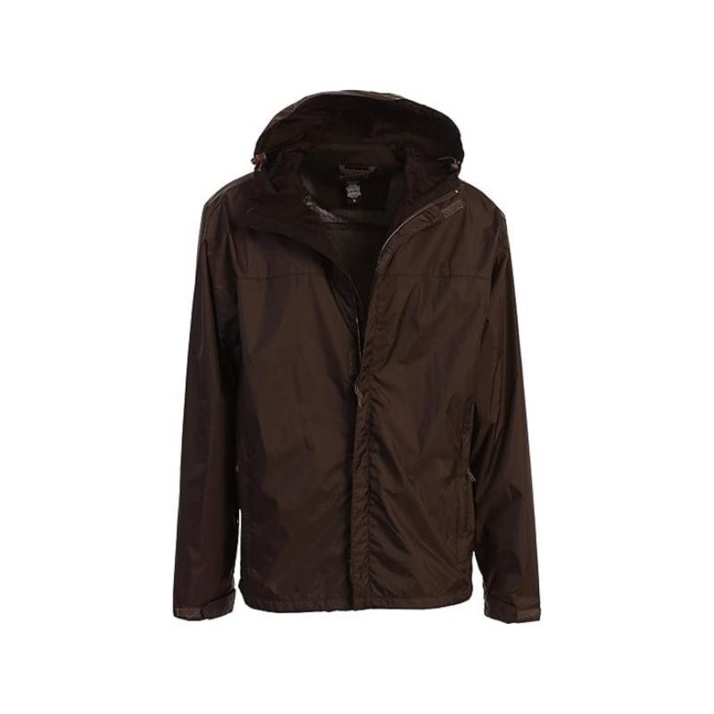 Men's Waterproof Rain Jacket With Mesh Lining‎ and Carrying Bag - Brown- Medium
